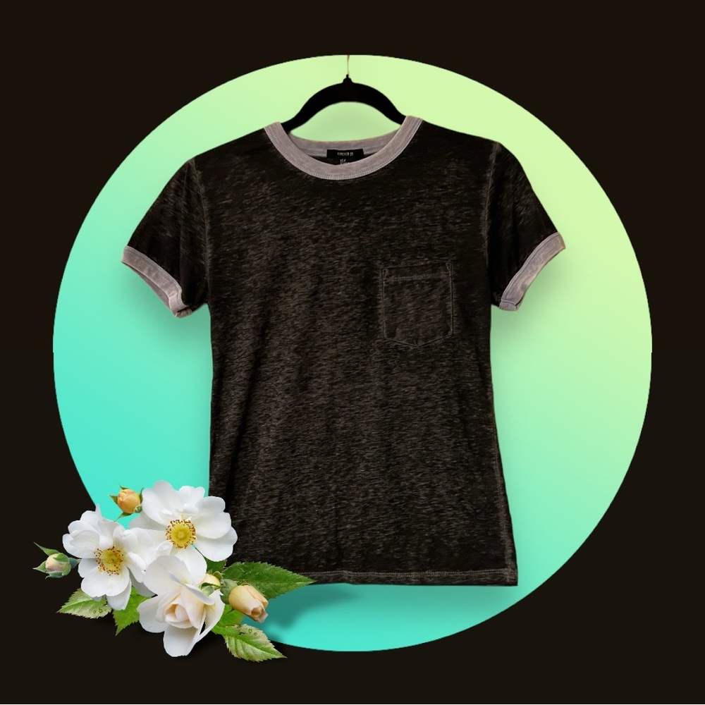 Forever 21 Heather Black & Grey T-Shirt